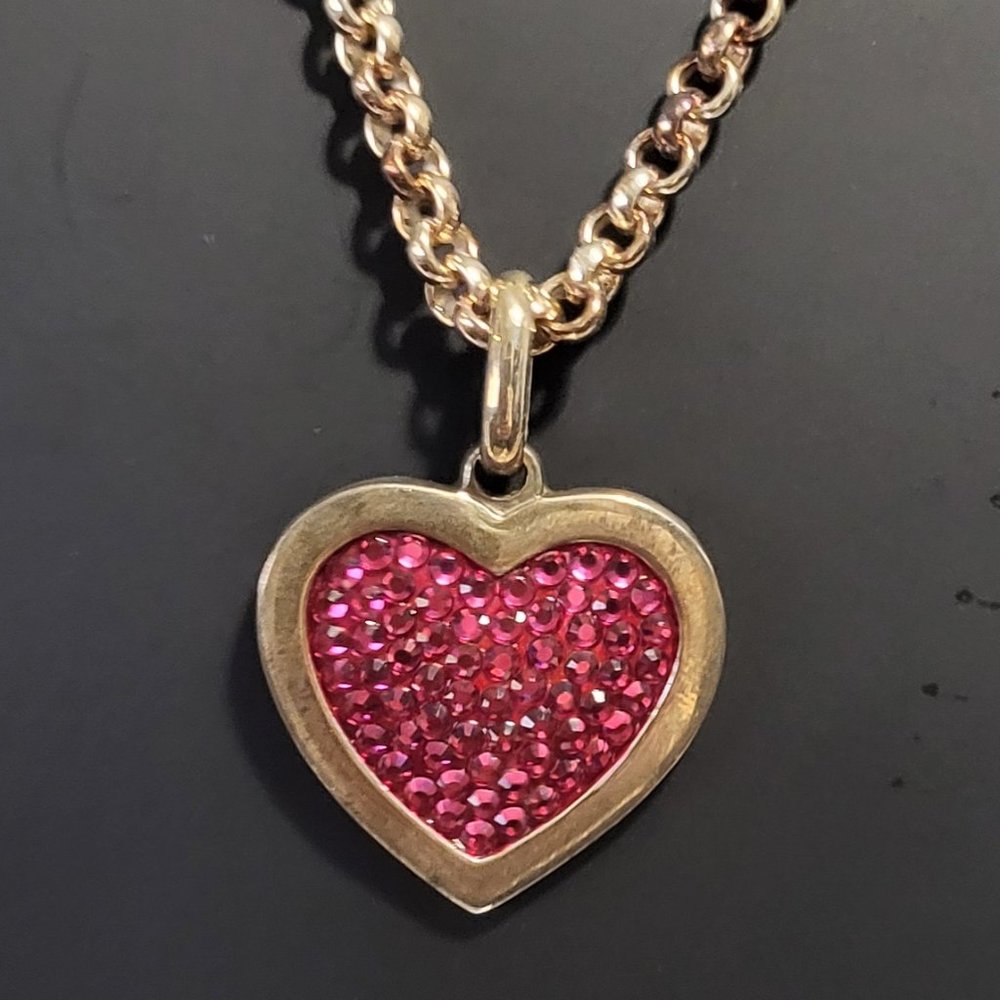 *NWT* Judith Leiber Vintage Fuschia Crystal Heart Necklace * Collectors Item!